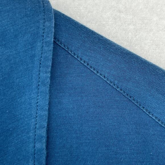 EILEEN FISHER Top S Organic Cotton Jersey Shirt Button Up Roll Tab Sleeve Blue - Picture 12 of 16